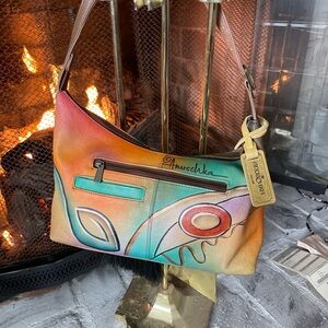 Anuschka Artistic Hand Painted Multicolor Shoulder Bag